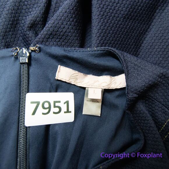 Anthropologie Hutch Pleat Fit & Flare long sleeves‎ Dress Navy Blue, size L - Picture 14 of 16